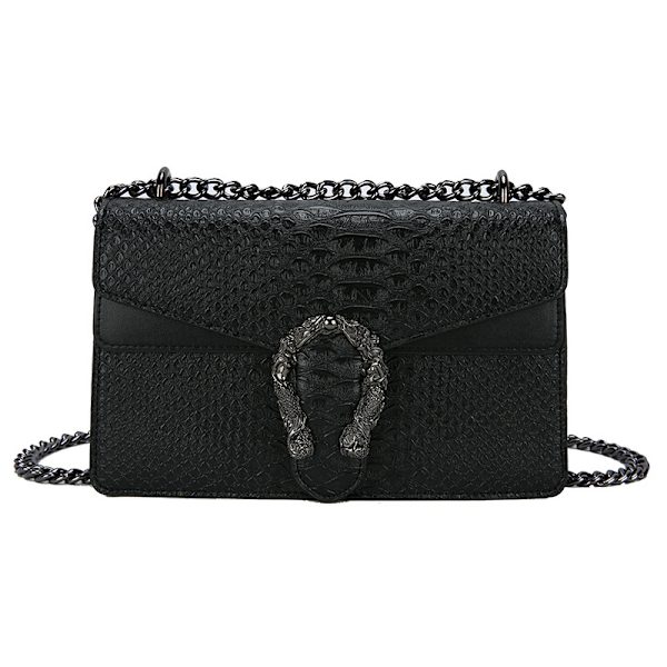 Kvinders Crossbody En Skulder Aften Taske - Slange Print Læder