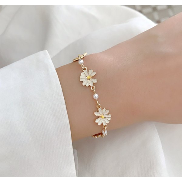 Daisy Flower Magnetisk Armbånd, Justerbar Charm