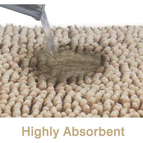 Sklisikker, lodden mikrofiber chenille badematte 50X80 cm, maskinvaskbar