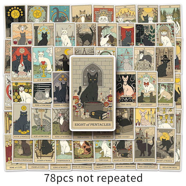 78 Kitty Tarot -korttimatkatarra