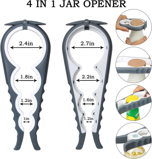 Krukkeåbner Flaskeåbner, 5 i 1 Multifunktion Dåseåbner-Ergonomisk