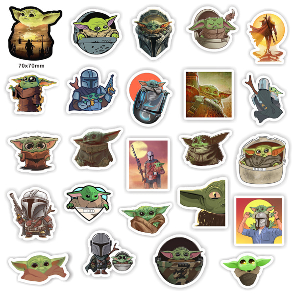 Baby_Yoda Stickers 50pcs  Vinyl Waterproof Stickers for Laptop, H