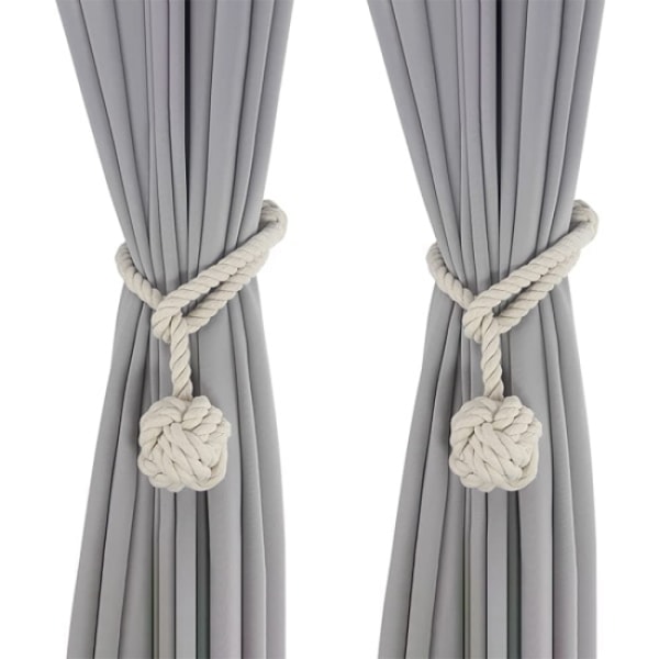 2-pack beige gardinband, 2-delad gardinband, handvävd gardin