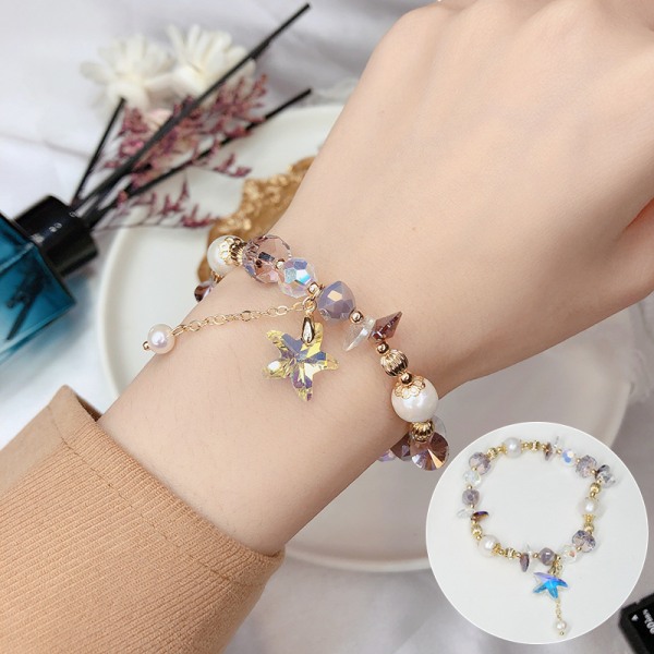 2022 Star Fish Charm Stretch Armbånd Bohemian Colorful Crystal B