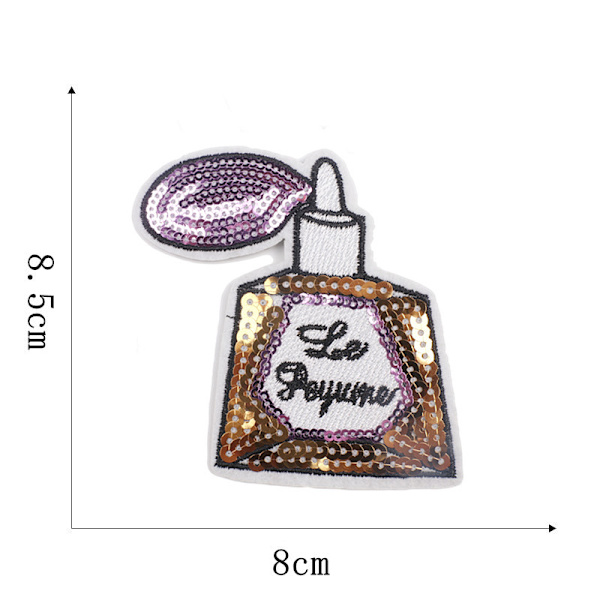 14 stk. Sequin broderet stof patch, regnbue alpaka enhjørning, Cl
