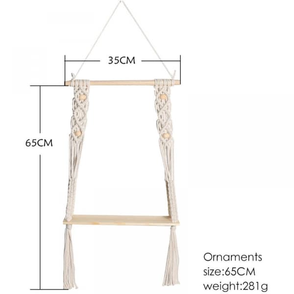 1PC Macrame Vägg Hängande Trä Boho Växter Enkla Kvast Manuell Wo