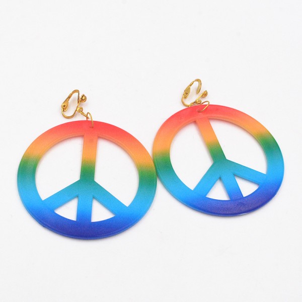 Skeleteen Hippie Style Peace øreringe, halskæde, briller - 1960'erne H