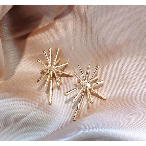 Metal Firework Stud Earrings Women Big Earrings Studs Statement C