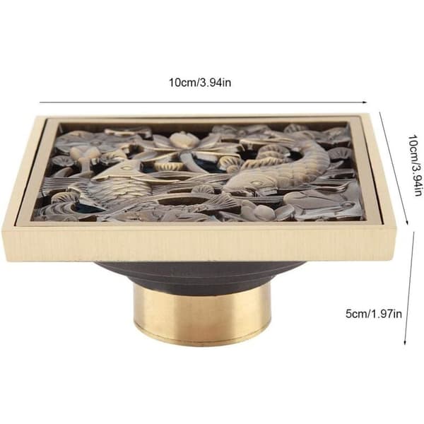 10*10CM Gulvbrønd Antik Messing Gulvbrønd Affaldssi Cover Gra