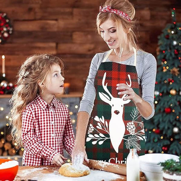 Juleforkle for kokk, rutete forkle, god jul, elg pa