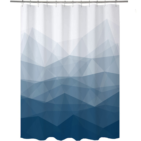 Trendig duschdraperi, designer duschdraperi, gradient blå tyg
