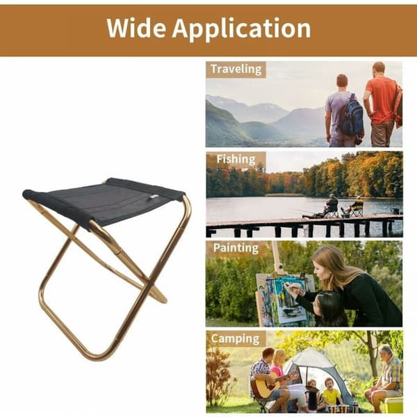 28*24*22cm Mini Bærbar Foldbar Stol Guld med Pose, Ultralet Com