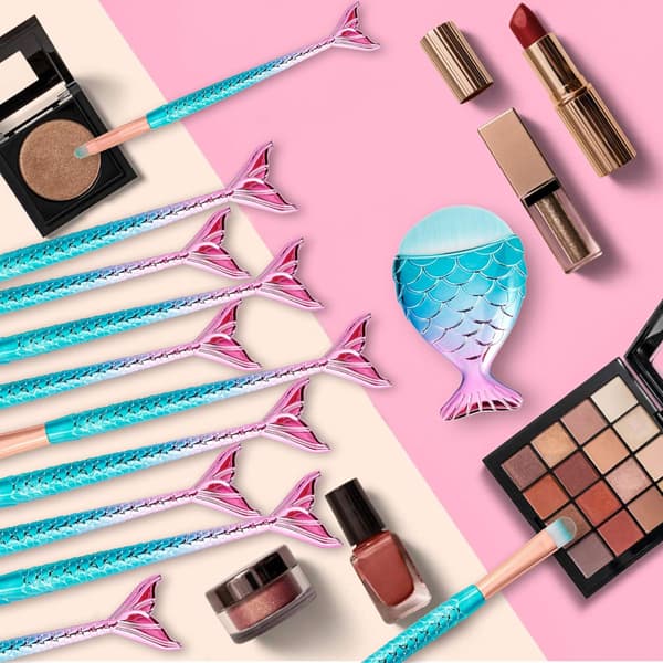 Makeupborste set 3D Mermaid Professionell Makeupborste Foundation,