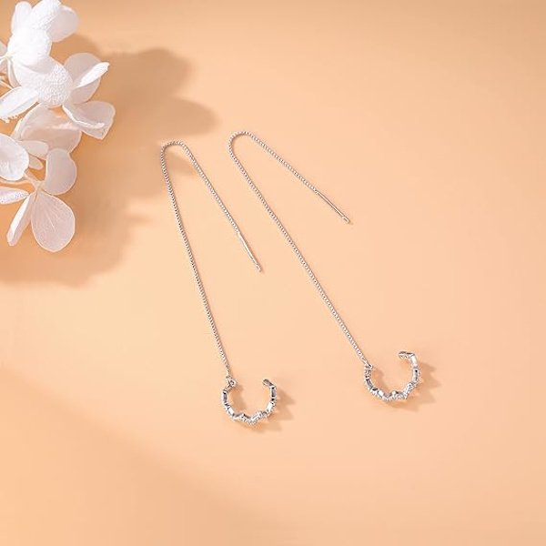 925 Sterling Hopea Aalto Mansettikorvakorut Kääri Tassel Korvakorut Naisille