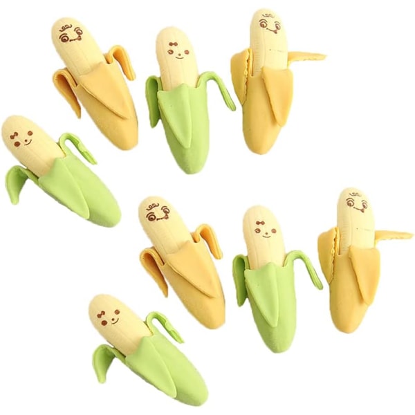 Mini bananviskelæder 8-pak aftageligt bananviskelæder blyantsviskelæder F