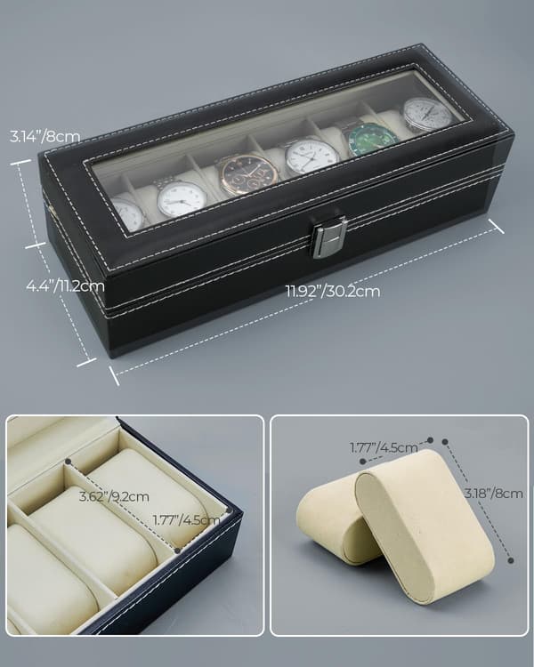 Urklocka, Urklocka Display Box för Män - Urklocka Förvaringslåda 6 Fack P
