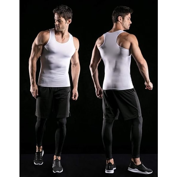 2-pakning Men's Cool Dry Compression Sleeveless Tank Top, Sports Run