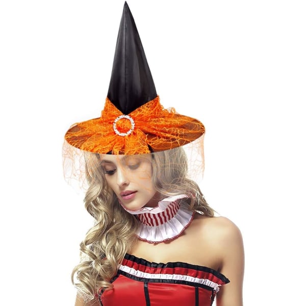 2ST Halloween häxhatt Cosplay-kostym med snyggt mesh Cr