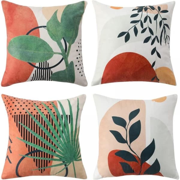 Sæt af 4 Dekorative Pudebetræk 45 x 45 cm til Sofa Velv