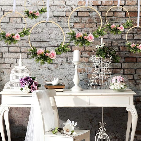 12 stycken 6 storlekar blommiga bambukransringar Makramé bamburam
