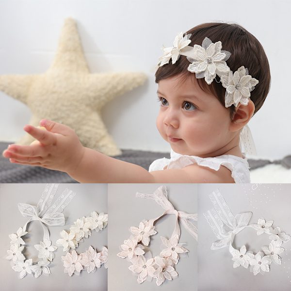 Baby Lace Hårbånd Baby Blomst Hundred Day Fotografi Sød Hovedb
