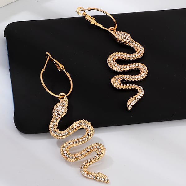 Slange ØreringeHoop Øreringe Sæt Punk Rhinestone Slange Drop Dang