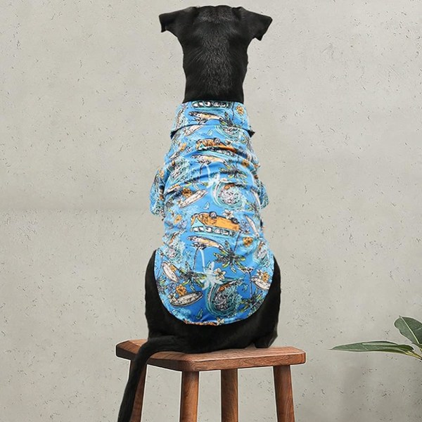 Hawaiian Pet Shirt til Kat, Hund, Teddy, Bichon, Pomeranian, Hvalp, Garfield, Kort Blå Kat