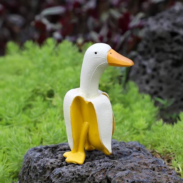 Sjov bananand-statue til haven - Kreativ ande-dværg til haven