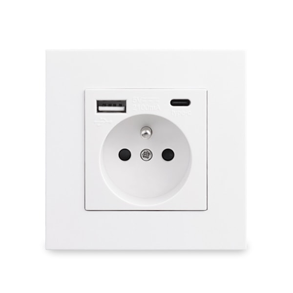 Ranskalainen pistorasiapaneeli Type-c+USB16A Type 86, pistorasioiden määrä: 2 reikää