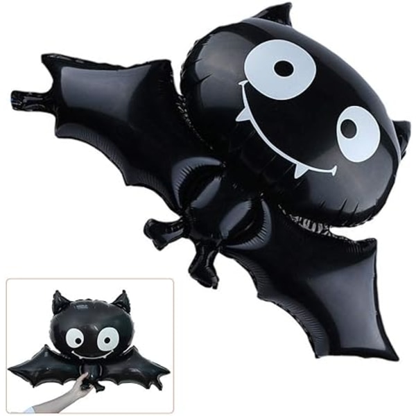 5-pack Halloween flaggermusfolieballong, gjenbrukbar svart flaggermus-mylarballo