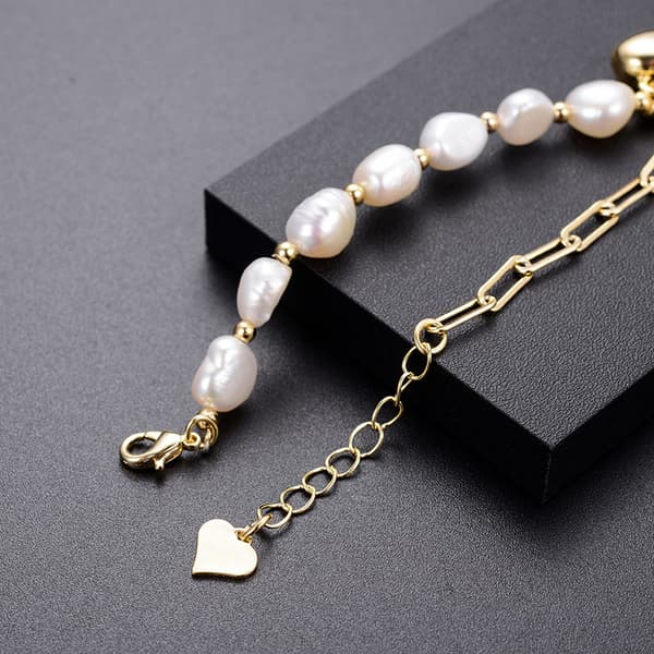 16K gullperle armbånd for kvinner, Tiny Pearl Rosary Charm Bead |