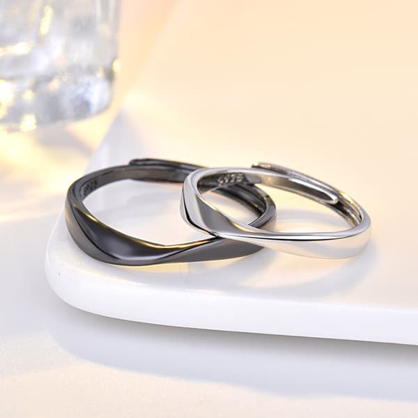 Statement Ring for Par - Bambusring for Kvinner Menn Justerbar W