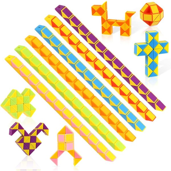 Læringslegetøj 12 Pak Magic Snake Cube 24 Stykker Mini Snake Speed