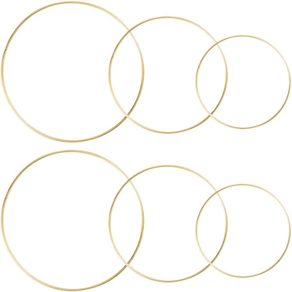 6 delar 3 storlekar (20, 25, 30 cm) metallringar för bröllopskrans D