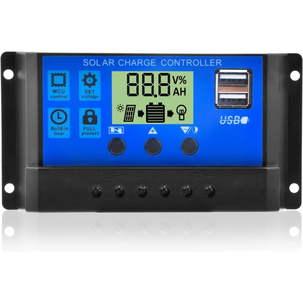 30A 12V/24V PWM Solcellepanel Regulator Intelligent Batteri Sol C