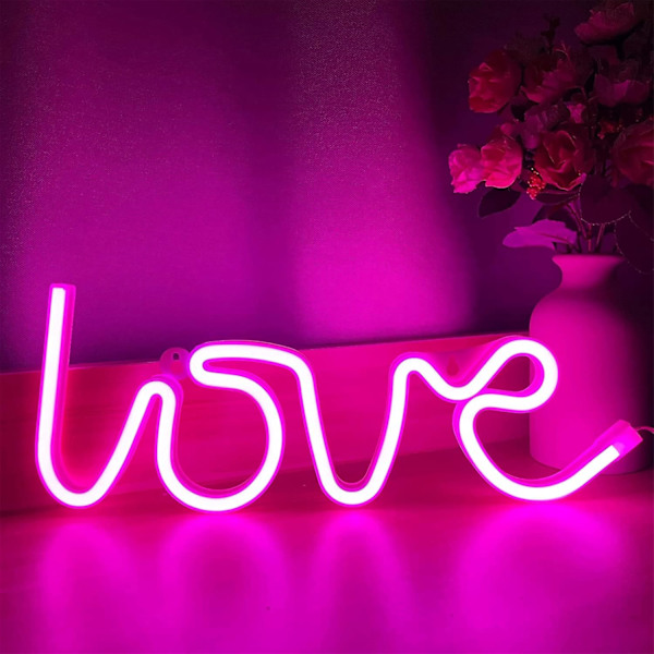 Love Neonljus Rosa Neon Skylt Neon Skulptur Vägglampa USB/Batteri