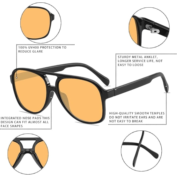 Klassinen Vintage Aviator Aurinkolasit Naisille Miehille Suuri Kehys Retr
