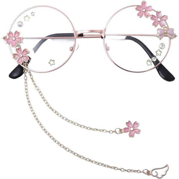 Glasögon med kedja Kawaii accessoarer Glasögonfodral ingår Söt Gl