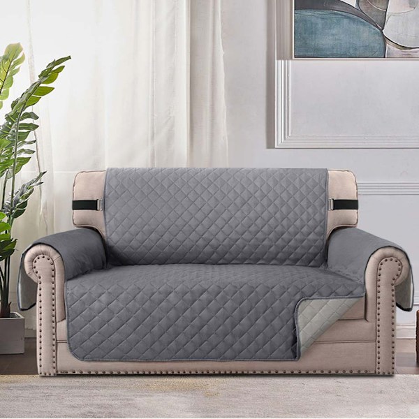 Grå Reversibel Sofadekke for 3-Pute Sofa - Sofadekke for Hunder