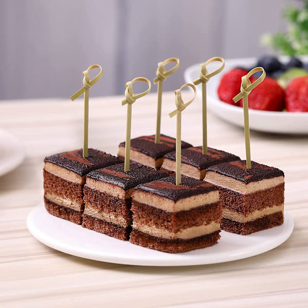 Bambus Cocktail Sticks 200 stk. Bambusspyd 12cm med løkkede kno