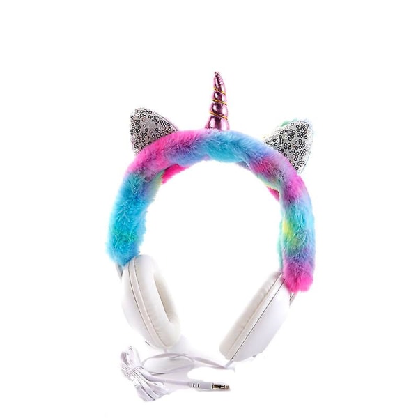 Unicorn hodetelefoner med kablet over øret Plysjhodesett for katteører Design E