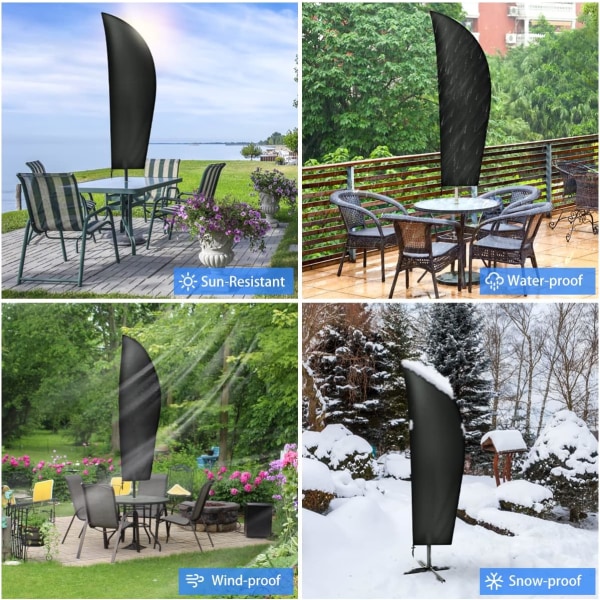 Parasoltrekk, 265 cm hageparasoltrekk/parasolbeskyttende trekk