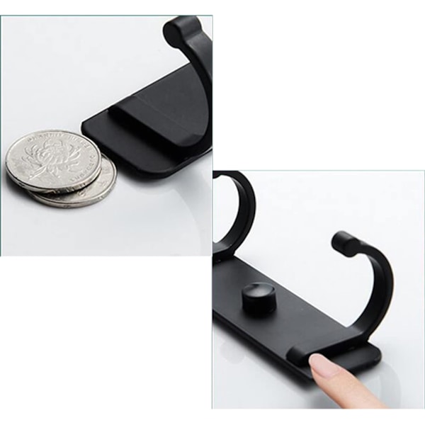 Väggmonterad Klädhängare med Handdukskrokar 19,5 * 3 * 3,8 cm Modern Svart Hängare för Kläder Entré Badrum Sovrum (3 Krokar, Svart)