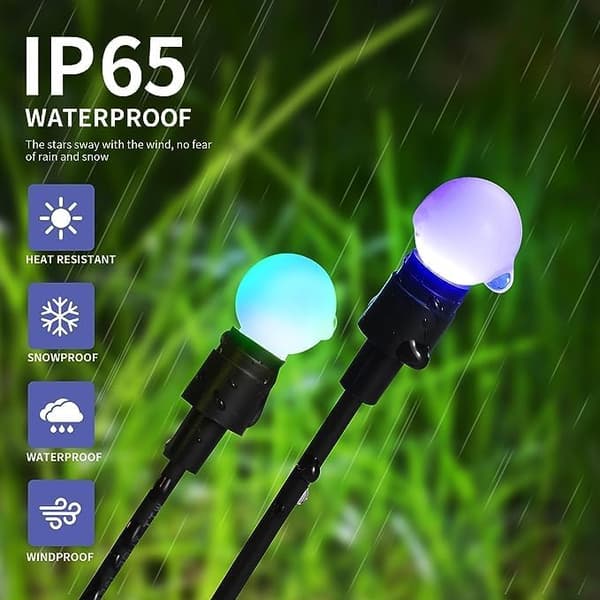 Hagebelysning, 8 stk solcellelys ildflue 8 LED IP65 vanntett, O