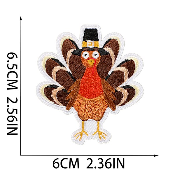16 stk. broderede stofpatch til Thanksgiving, efterårs høst, Pu