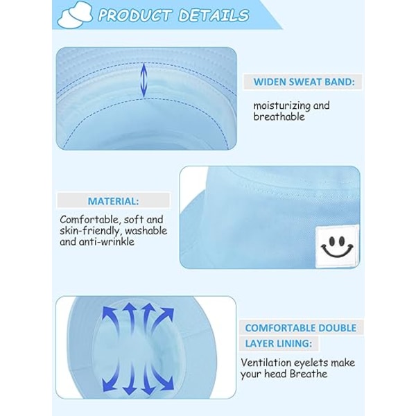 2 stk. barnekatter med smilende ansikt, unisex solhatt, sommerreise B