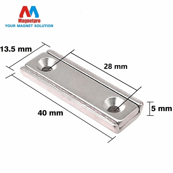 8 kappaletta Suorakulmaiset magneetit 20 kg vetovoima 40 x 13,5 x 5 mm