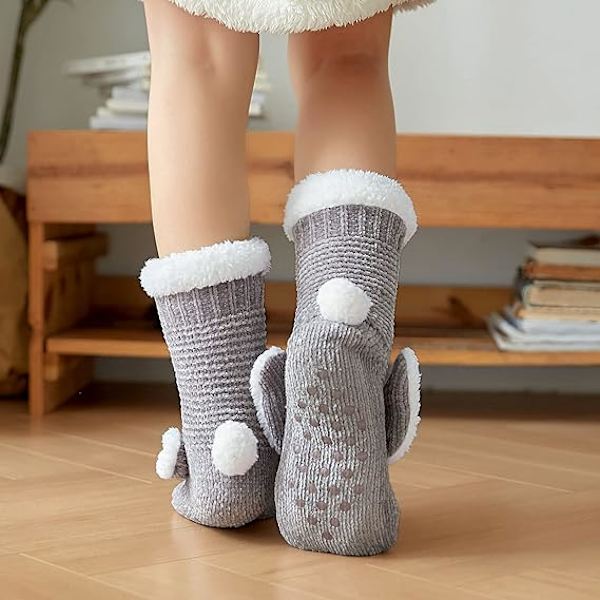 1PC Rosa Sockor Damtofflor Vinter Varma Halkfria Termiska Slip