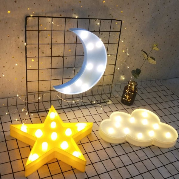LED Crescent Moon Cloud Star Night Lights för barn, flickor och vuxna