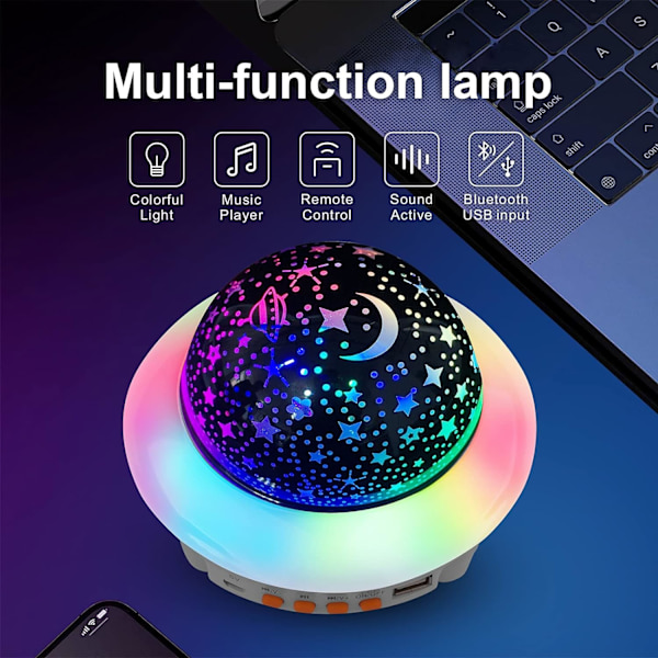 Bluetooth-tähtitaivasprojektori Lasten yövalo LED-pyörivä